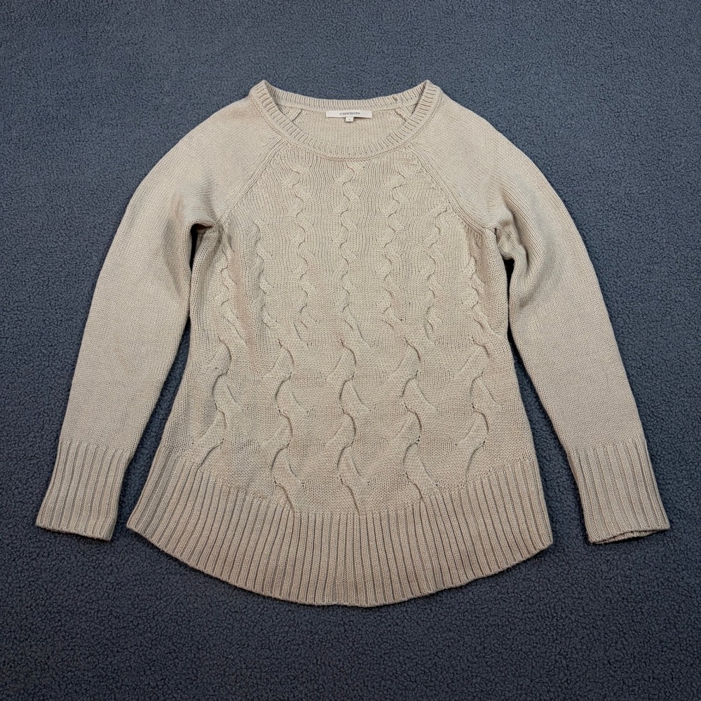 41 Hawthorn Sweater Womens Small Tan Cable Knit Raglan Long Sleeve Pullover 8975